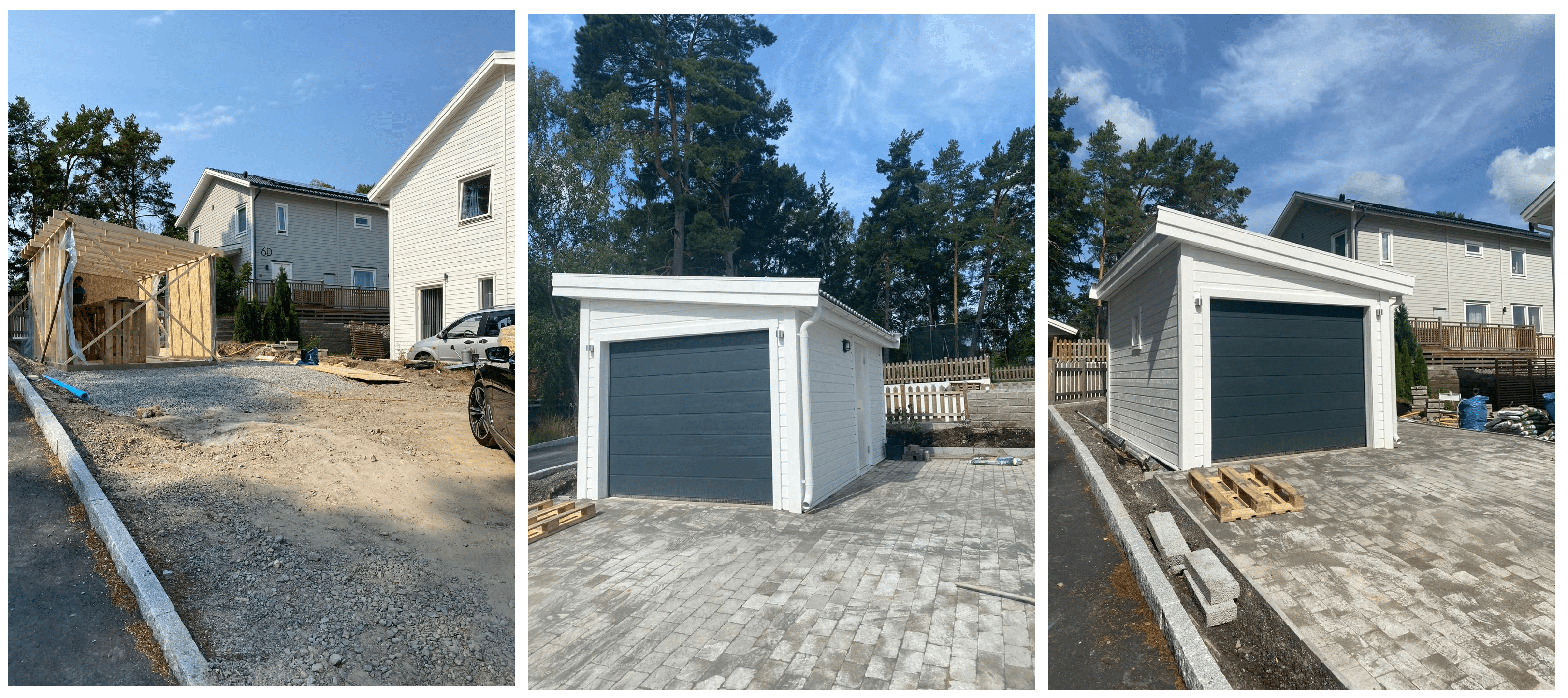 Referensjobb "Byggnation av nytt garage samt stenläggning" utfört av Muzha Bygg