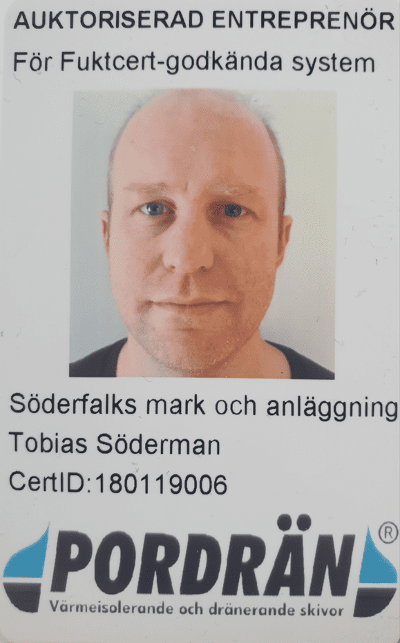 Referensjobb "Certifikat PORDRÄN" utfört av Söderfalks Mark och Anläggning AB