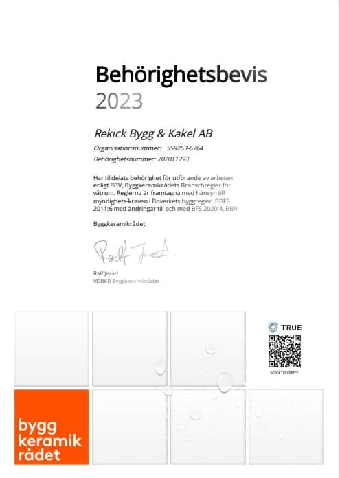 Referensjobb "BKR" utfört av Rekick Bygg & Kakel AB