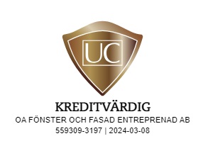 Referensjobb "UC Kreditvärdig" utfört av OA Fönster och Fasad Entreprenad AB