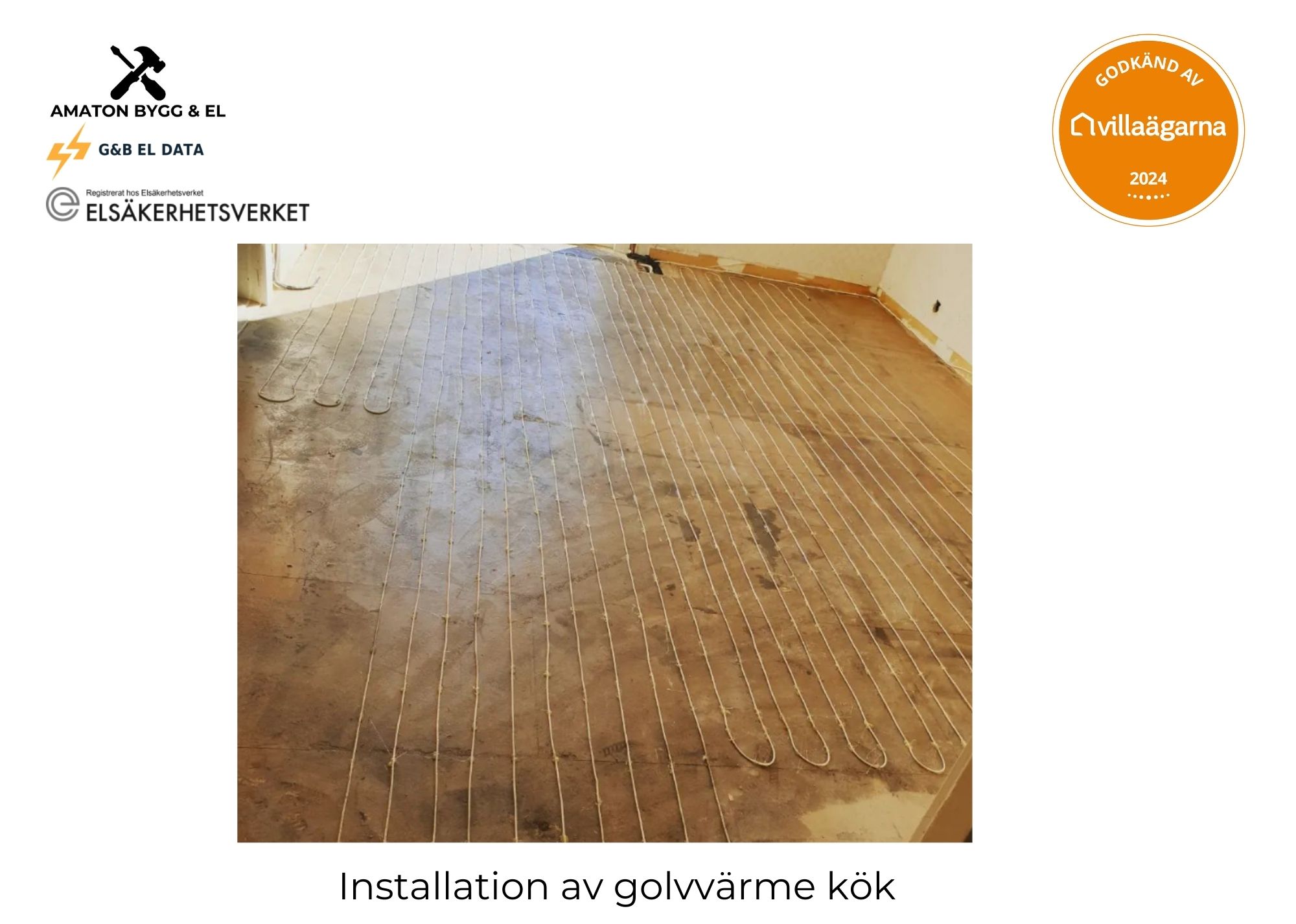 Referensjobb "Installation av golvvärme i kök" utfört av Amaton Bygg & El / Amaton Group AB
